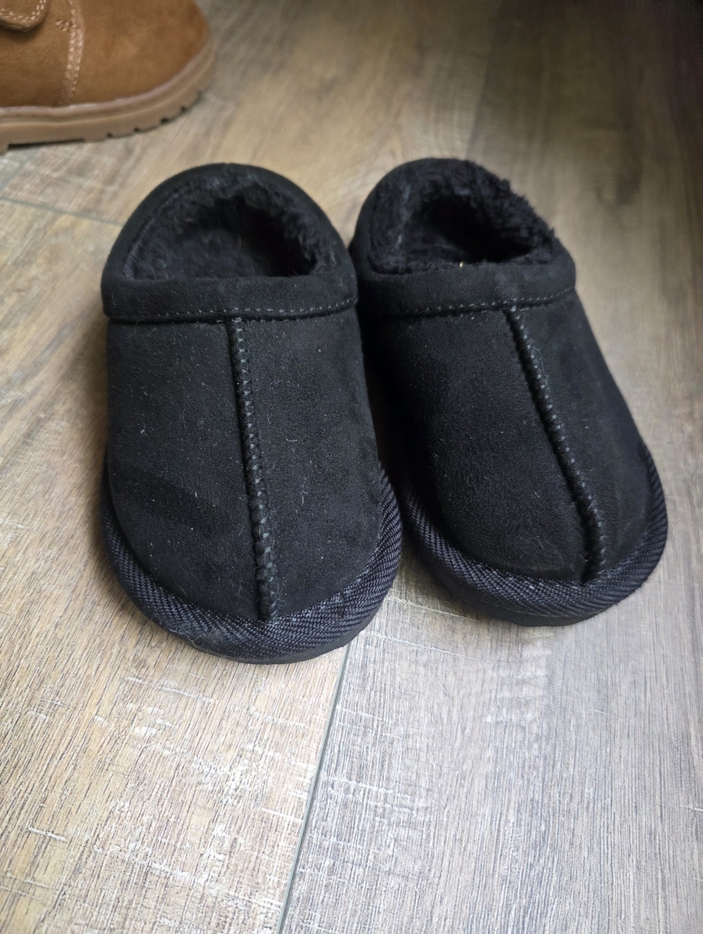Cat And Jack Black Cozy Slip-On Slippers
